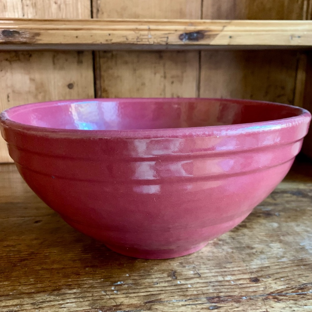 Vintage Bauer Ringware Red Mixing Bowl 9.75” Early California Pottery Kitchenwar
